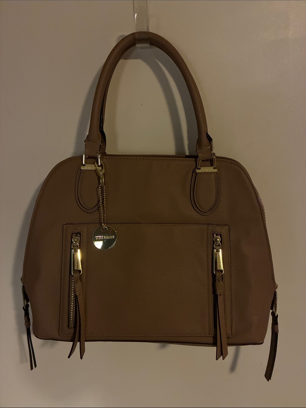 Steve Madden Tan Satchel with Gold Hardware Aprx: 13x10”